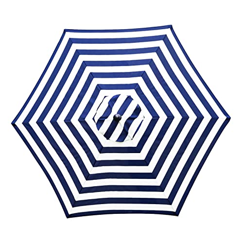 Sunnyglade 7.5ft Patio Umbrella Replacement Canopy Market Umbrella Top Outdoor Umbrella Canopy with 6 Ribs - color: Blue and White