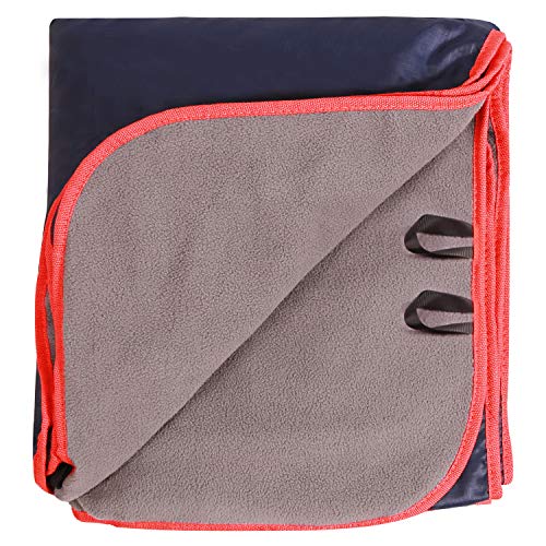REDCAMP Large Waterproof Stadium Blanket for Cold Weather, Soft Warm Fleece Camping Blanket Windproof for Outdoor Sports, Dark Blue - color: Dark Blue/Light Grey