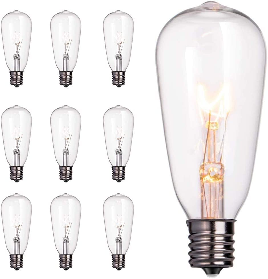 10 Pack Edison Replacement Light Bulbs,7-Watt E17 Screw Base ST40 Replacement Clear Glass Light Bulbs for Outdoor String Lights, Warm White - style: E17 Bulbs - 10 PC