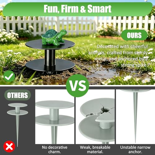 6 Pcs Turtle Garden Hose Guide Stakes, 8.7" Heavy Duty Cast Iron Hose Guide for Garden, Metal Water Hose Guide, Rustproof Decorative Hose Guides for Outside Flower Beds, Lawn & Plant Protection - style: Turtle