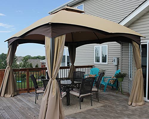 ABCCANOPY Gazebo Replacement Curtain 10'x12' - Universal Privacy Side Wall for Outdoor Gazebo, 4 Panel Only (Brown) - color: Brown, size: 4 Pcs Curtains