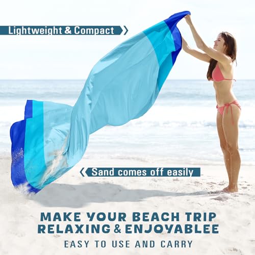 Beach Blanket Waterproof Sandproof 78''×81'' Large Suits 1-5 Adults Oversized Lightweight Picnic Mat Sand-Free Blanket for Camping Hiking Beach Travel - color: Blue, size: 78''x81''
