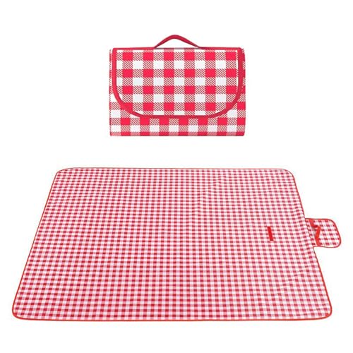 Super large Portable Thin Waterproof Beach Blanket, Suitable for Outdoor Camping use, 78x78 inch Foldable Outdoor mat, Suitable for Camping, Parks, Families, Adults, Children, and Pets (Red XXL) - color: Red