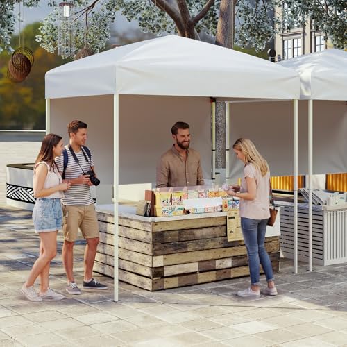 Tangkula 6x4 Ft Pop Up Canopy, UPF 50+ Instant Setup Canopy Tent with Sidewall, 4 Stakes, Portable Outdoor Canopy with Carrying Bag for Camp, Beach, Patio (White) - color: White