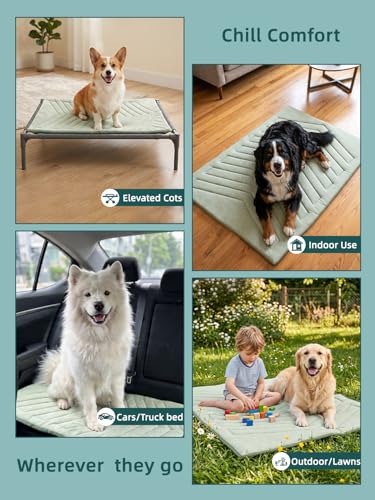 Cooling Mat for Dogs, Ice Green 48" X 28" Self-Coolings Foldable Dog Cooling Mat Q-MAX>0.4 Pet Blanket, Breathable, Washable Cooling Dog Pad for Dogs & Cats, Summer Relief Travel Indoor-B Size - color: Ice Green, size: Size B (48.0"L x 28.0"W x 0.9"Th)