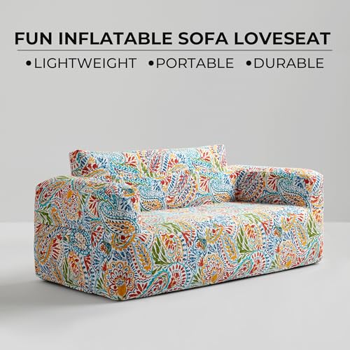 510 DESIGN Inflatable Couch Air Sofa - Blow Up Chair Portable with Handle & Tie-Down Loops, Weatherproof & Water Repellent Indoor/Outdoor Sofa for Patio, Camping, Pool, 67" Lx33 Wx28 D Multi - color: Multi Color, size: Sofa 67x33x28"