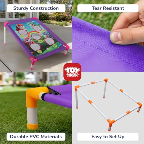 TOY Life Bean Bag Toss Game, Carnival Party Games, Cornhole Set for Kids Outdoor Games, Outside Toys for Kids Ages 4-8, Yard Outdoor Toys for Toddlers 3-5, Gifts for 3 4 5 6 7 Year Old Girls & Boys - color: Purple & Pink Unicorn