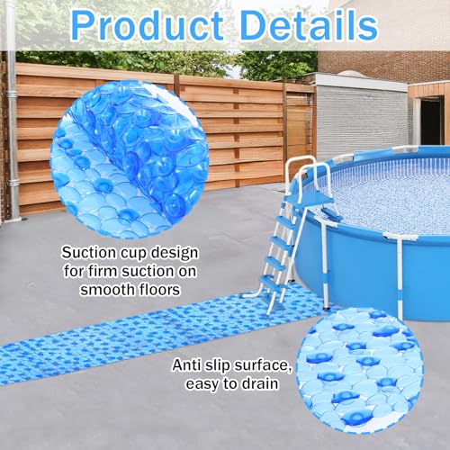 3 Pcs Ground Pool Drainage Walkway Mats, 15.7x27.6 Inch Non-Slip Pebble Stone Pool Surround Mats, Interlocking Drainage Deck Tiles for Above Ground Pool, Patio, Lawn Protection
