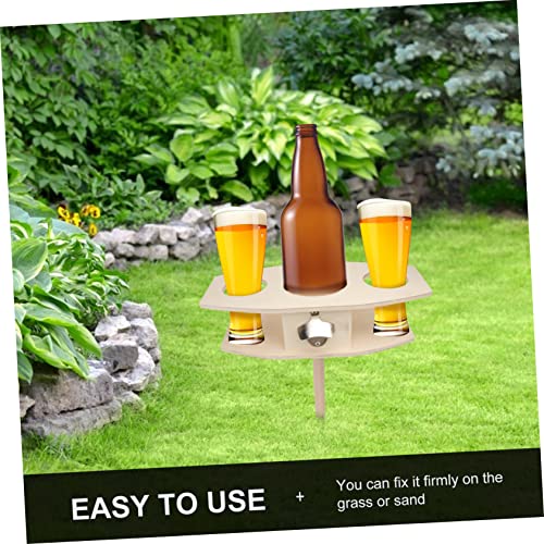 Zerodeko Wooden Beer Rack Insert Ground Wine Rack Outdoor Drink Holder for Beaches Picnics Camping