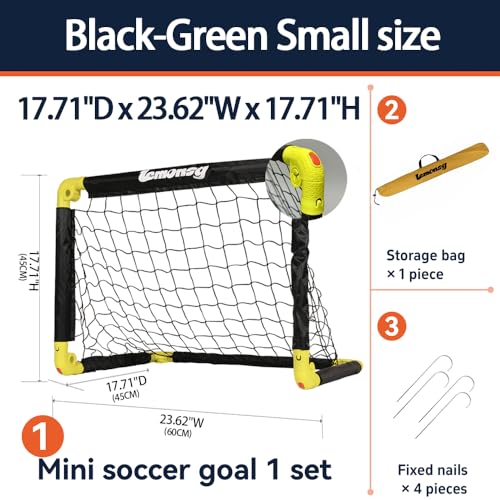 Small Soccer Goals for Kids, Foldable Mini Soccer Goal Set with Portable Soccer Net for Kids, Kid Soccer Goal for Indoor Outdoor Backyard Play, Soccer Toy Gift for Children - size: Elite Green: 23.62×17.71×17.71 inch in goal
