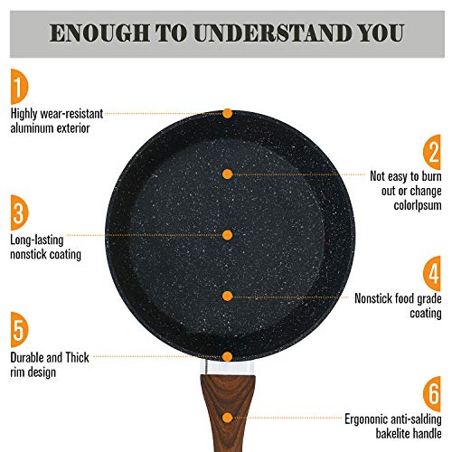 Kitchen Academy Induction Cookware Sets - 12 Piece Cooking Pan Set, Granite Black Nonstick Pots and Pans Set - color: Black, size: 12 PCS Cookware Set