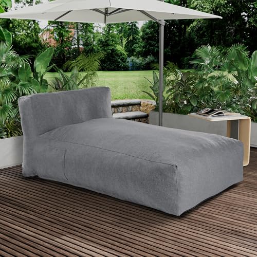 Dineli Chaise Lounge Chair Outdoor Bed Lounger Outdoor Couch Sofa for Pool Comfy Patio Furniture Foam Filling Bean Bed Chair Lazy Sofa for Outside, Water-Resistant Sunbed (Charcoal Gray, 70'' Length) - color: Charcoal Gray, 70'' Length