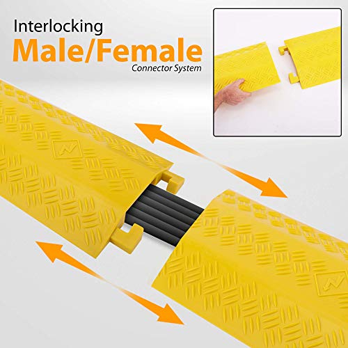Pyle Durable Cable Ramp Protective Cover - 2,000 lbs Max Heavy Duty Drop Over Hose & Cable Track Protector, Safe in High Walking Traffic Areas, Cable Concealer for Outdoor & Indoor Use, 2 Pack