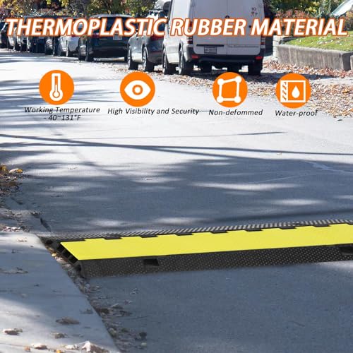 3 Channel Cable Protector Ramp, 14 Tons (28,000 lbs) Load Capacity Rubber Cord Cover with Flip-Open Lid, Heavy Duty Wire Guard Speed Bump for Driveway, Warehouse, and Events - size: 94.5×50×8cm-4 Large Channel