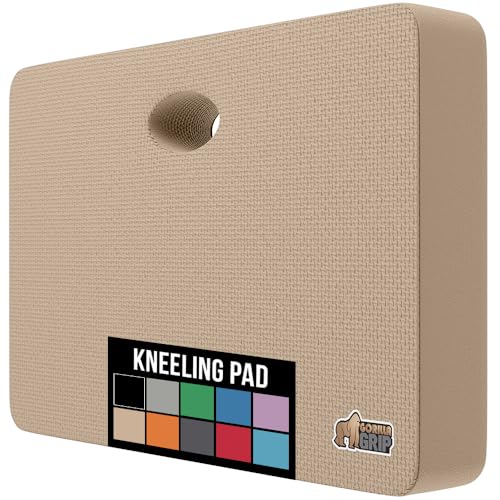 GORILLA GRIP® Extra Thick Patent Pending Supportive Foam Kneeling Pad, Large Cushion Knee Pads for Gardening, Baby Bath Time, Dirt and Water Resistant, Workout and Garden Supplies, 17.5x11, Beige - color: Beige