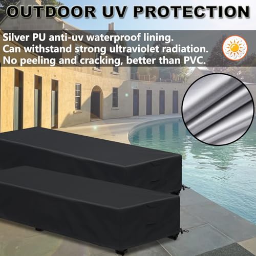 Waterproof Patio Lounge Chair Cover 1 Pack Outdoor Chaise Lounge Covers 600D Weather Resistant Material, UV Protection, Windproof Design Outside Furniture Covers 80" x 28" x 14" H,Black - color: Black, size: 1 Pack (80"L x 28"W x 14"H)