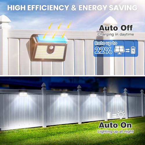 [2 Packs] Solar Motion Sensor Outdoor Lights, Super Bright Solar Lights Outdoor Waterproof, 3 Lighting Modes Security Wall Light for Outside Walking Dog Fence Backyard Deck Garden Door Step Garage - color: Cool White, size: 2 Pack