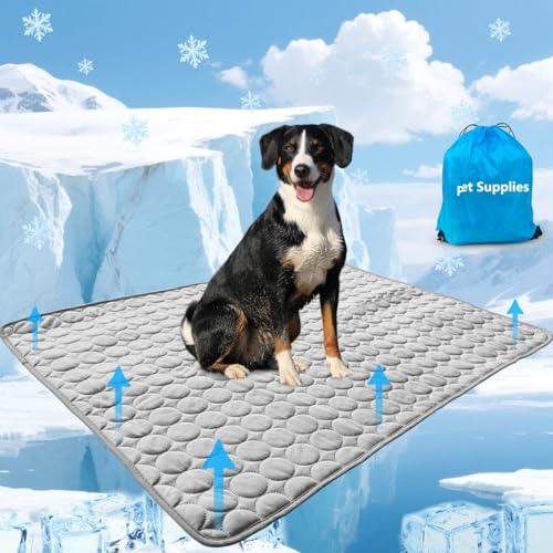 Dog Cooling Mat for Dogs, Pet Cooling Pad Bed for Dog Easy Washable for All Types of Pets and Perfect for Both Indoor and Outdoor Use, Including Car Seats 59" x 40" - color: B-Grey-1 Pc, size: 59 in x 40 in