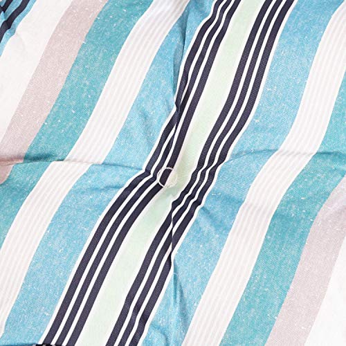 Sunnydaze Tufted Large Round Floor Cushion - Set of 2 - Unique Outdoor/Indoor Chair Cushions or Meditation Cushions - 300D Olefin with Polyester Fill - 22-Inch Diameter - Seaside Stripes - color: Seaside Stripes