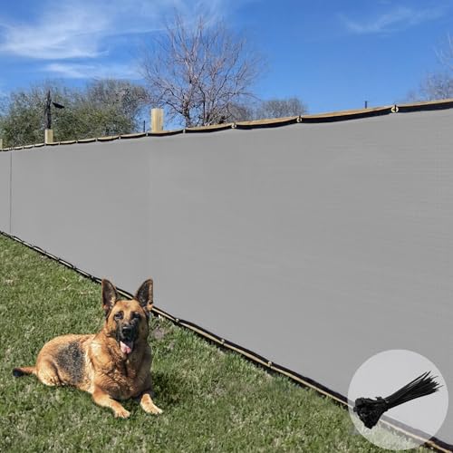 E&K Sunrise 6' x 25' Privacy Fence Screen with Grommets, Outdoor Windscreen Fence Covering Privacy Screen UV Blockage for Backyard Garden Patio, Zip Ties Included (Gray) - color: Gray, size: 0 6' x 25'