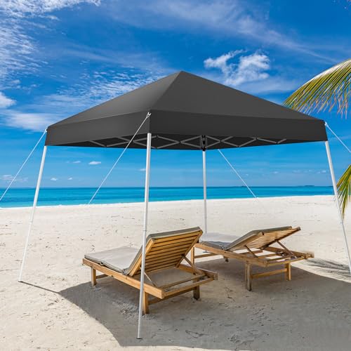 8x8ft Pop Up Canopy Tent,Portable Home Use Waterproof Folding Tent,Easy Up Gazebo Canopy Tents,Commercial Beach Tents,with Carry Bag,for Outdoor Patio Camping Wedding Party BBQ Garden (Dark Grey) - size: 8x8ft