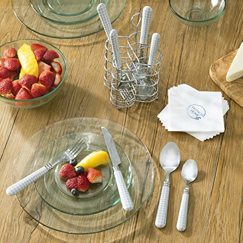 French Home Bistro 16-Piece Stainless Steel Flatware Set — Dinner Cutlery Set — Silverware Set Dishwasher Safe — Spoon & Fork And Knife Set — Modern Silverware Set For 4 (Cool-Toned Gray & White) - color: Cool-Toned Gray and White