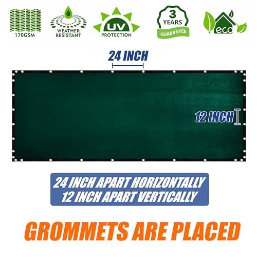 Amgo 4' x 10' Green Fence Privacy Screen, Commercial Standard Heavy Duty Windscreen with Bindings & Grommets, 90% Blockage, Cable Zip Ties Included (We Make Custom Size) - color: Green, size: 0 4' x 1 0'