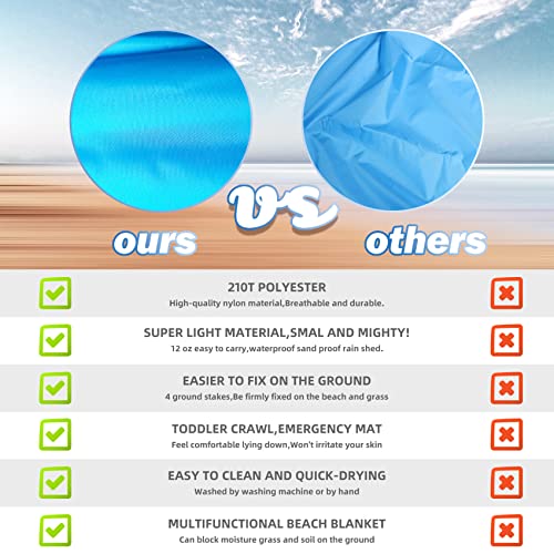 BYDOLL Beach Blanket 78''X81'' Waterproof Sandproof Suits1-4 Adults Oversized Lightweight Large Blanket Picnic Mat for Beach Sand Free Travel Camping Hiking Picnic - color: 4 Slicing, size: 78"x81"