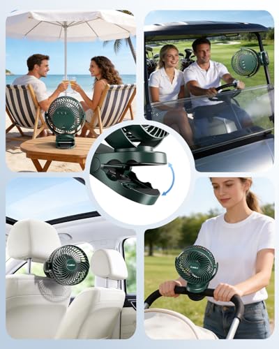 Camping Fan with Remote Control - 12000mAh Rechargeable Battery Powered Fan, Camping Fans for Tents with LED light & Hanging Hook, Rechargeable Battery Operated Ceiling Fans for Tent RV Bed, Green - color: Green