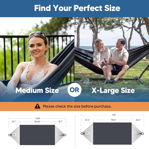 SUNCREAT Hammocks Outdoor Camping Double Hammock, Portable Tree Hammock Swing, Dark Gray - color: Dark Gray, size: Medium