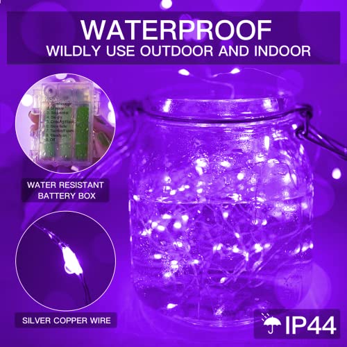 suddus Hallowee Fairy Lights Battery Operated, 33ft 100 LED Fairy Lights with Remote, Purple String Lights for Outside, Porch, Home, Backyard, Window, Yard, Garland, Party Decorations - color: Purple, size: 100LED