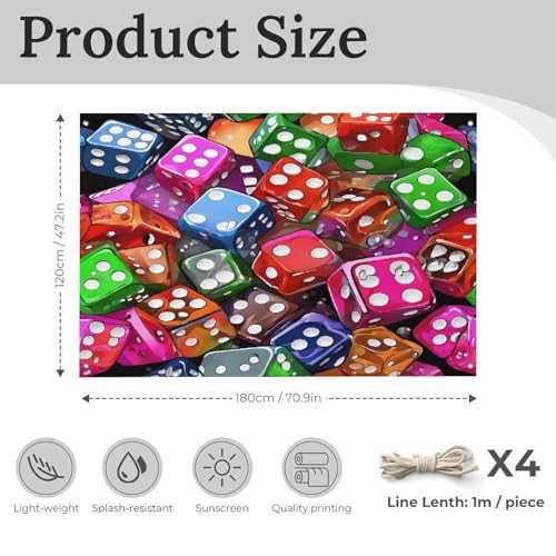 Heavy Duty Weather Resistant Polyester Flags 47x70 In, 4 Sizes Garden Flags for Outside, Games Dice Set Party Banner, Yard Decoration for Outdoor Patio, Entrance & Events - size: 47x70 Inch