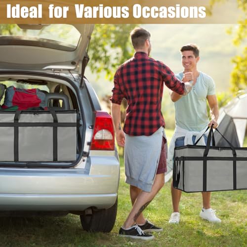 PEASUG Insulated Bags for Food Delivery, XXXL Pizza Delivery Bags, Large Capacity Cooler Bag Keep Food Warm for Grocery Shopping and Catering, Foldable, Heavy-Duty (Black) - color: Grey, size: XXX-Large