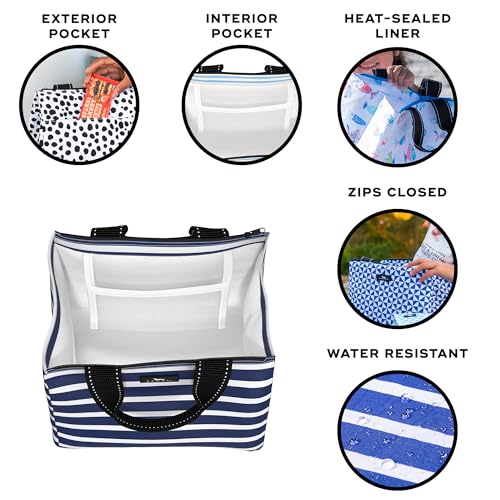 SCOUT Eloise Lunch Bag - Lightweight Insulated Soft Lunch Box, Opens Wide, Zips Closed, Interior Pocket, for Women, Work, Beach, Travel, Pool & Picnic - color: Nantucket Navy