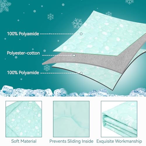 SUPRIY Pet Cooling Blanket for Summer - Ice Cold Qmax0.4 Tech Dual-Use for Humans & Pets, Portable Reversible Mat Machine Washable for Dogs Cats Indoor Outdoor Travel (44 * 58, Blue Ocean)