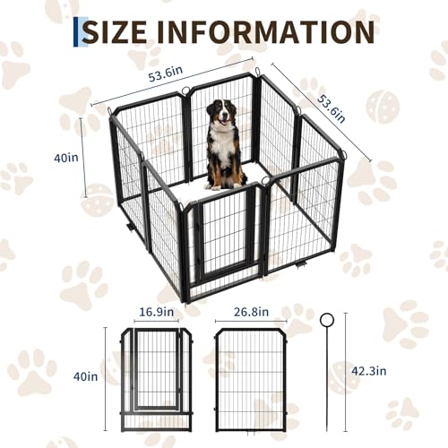Dog Playpen Indoor 40 Inch 8 Panels Pet Pen with Door & Stakes Portable Exercise Puppy Playpens Metal Dogs Fence Outdoor for Yard RV Camping Training Trips Small Medium Large Dogs Foldable Expandable - size: 40 Inch