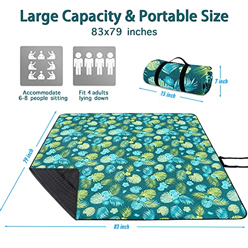 PY SUPER MODE Picnic Blankets Extra Large, Waterproof Foldable Outdoor Beach Blanket Oversized 83x79” Sandproof, 3-Layer Picnic Mat for Camping, Hiking, Travel, Park, Concerts(Yellow Flowers) - color: Yellow Flowers