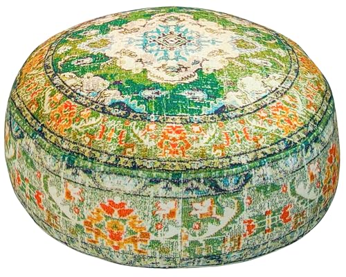 Indian Yoga Décor Pouf Cover Green Round Green Floor Pillow Case Room Décor Moroccan Décorative Cushion Perfect for Living Room, Bedroom, Nursary or Children Room Cotton 24x8 Unstuffed - color: Green