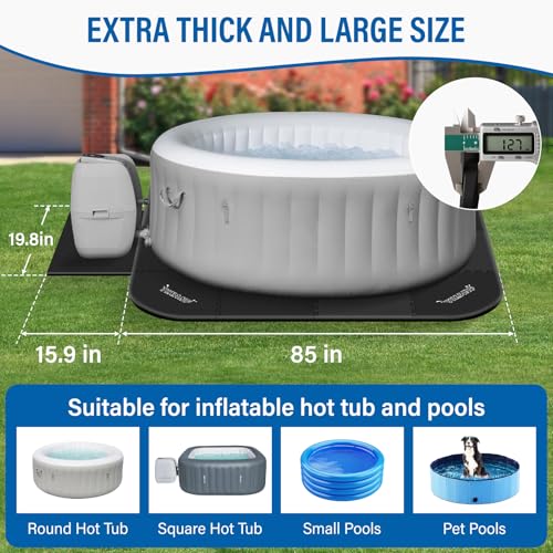 1/2" Extra Thick Hot Tub Mat,85IN Large Hot Tub Mat for Inflatable Tub,Hot Tub Pad Foundation,Eva Foam Padding for Indoor Outdoor,Inflatable Hot Tub Accessories - size: Square-1/2"