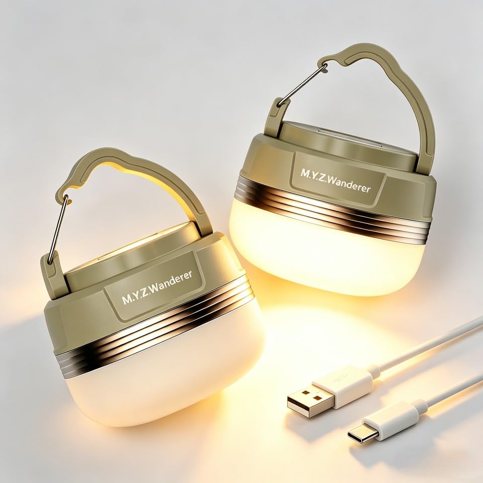 LED Camping Light Rechargeable, 1200LM High Brightness Tent Light with Magnet & 4 Modes Camping Lantern, Portable Hanging Lantern for Power Outages, Hurricanes, Home Emergency, Outdoor--2 Pack - color: 2 Pack