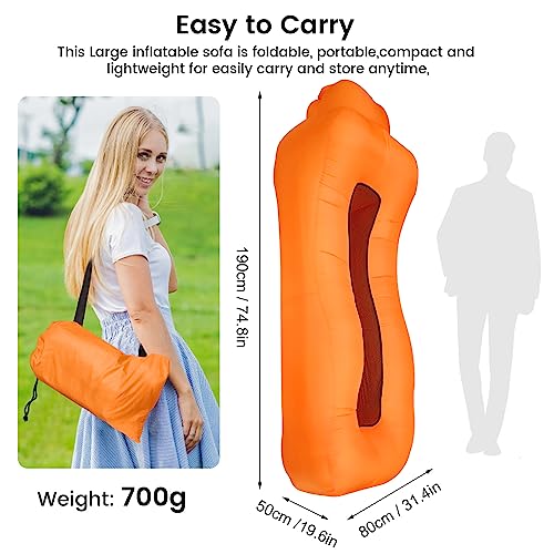 Inflatable Lounger, Ultralight Portable Ergonomic Beach Bed Air Sofa Couch Waterproof Anti-Air Leaking for Indoor Outdoor Hiking Camping Traveling, No Pump Required (Color D) - color: Color D