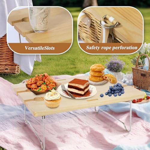Picnic Basket for 4 with Folding Table, Large Wicker Picnic Basket Set with Waterproof Blanket and Wine Pouch, Insulated Willow Hamper with Cutlery Kit for Camping, Couples, Wedding Gift - color: Beige