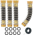 Morvat Garden Hose Protector, Brass Coiled Spring Kink & Strain Extension Connector for Outdoor Water Valve & Faucet, Adapter & Attachment with ¾ Standard Threading, Includes 4 Washers & Tape, 4-Pack - size: 4 Pack