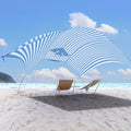 Beach Wind-Powered Shade Canopy, Portable Sun Shelter Tent, UPF 50+ UV Protection, Lightweight, Easy Set Up, 150 Sq. Ft. of Shade for up to 6 People, Regatta Manta Rays - color: 1-Regatta Stripe