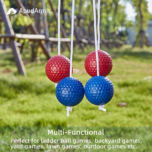 ApudArmis Ladder Bolas Balls, 6 Pack Real Golf Tossing Ball Replacement for Ladder Toss Game - Outdoor Lawn Yard Beach Game for Teens Adults Family (3 Red + 3 Blue)