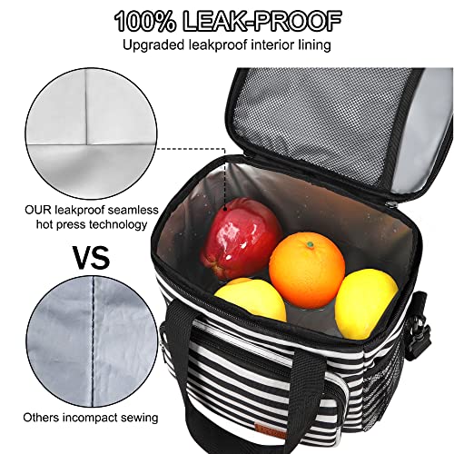 Femuar Lunch Bags for Women/Men, Insulated Lunch Bag for Work Office Picnic - Lunch Cooler Bag Leakproof Lunch Box with Adjustable Shoulder Strap - Stripe - color: 8-Stripe, size: Medium Size