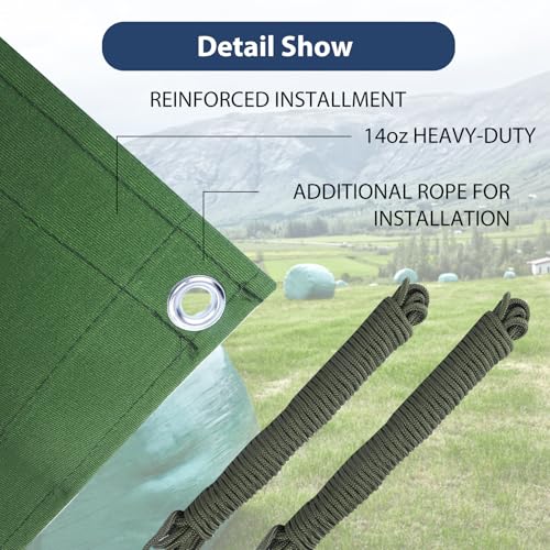 12’x16’ Canvas Tarps Heavy Duty Waterproof Tarpaulins with Aluminum Grommets,UV Resistant, 22Mil Multipurpose Drop Cloth, 14oz Durable Cover Sheet for Outdoor and Indoor Use with Ropes. - color: Green, size: 12'x16'