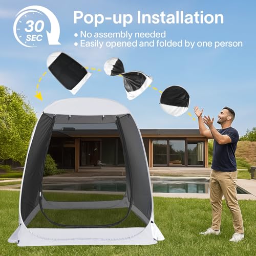 Alvantor 6'x 6' Pop Up Screen House Tent, Instant Outdoor Gazebo with Mosquito Netting & UPF 50+ Sun Protection, Portable Canopy Shelter for Patio, Backyard, Camping (Fits 2-3 Adults),Gray - color: Gray, size: 6'x6'