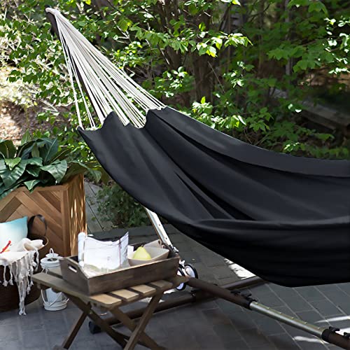 ANYOO Cotton Hammock Portable Camping Hammocks for Hanging Sturdy Garden Comfortable Fabric Hammock with Tree Straps Up to 660lbs with Travel Bag for Camping Outdoor/Indoor Patio Backyard - color: Dark Grey