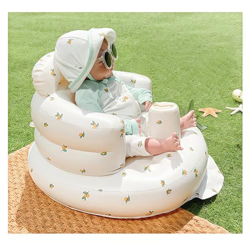 Inflatable Baby Chair, AirSwim Baby Inflatable Seat for Babies 3 Months and Up Summer Inflatable Baby Seat for Sitting Up, Blow Up Baby Floor Seat with Built in Air Pump, Orange - color: Orange